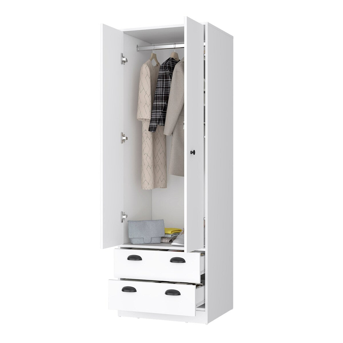 Westminster 2-Door 2-Drawer Armoire with Hanging Rod White