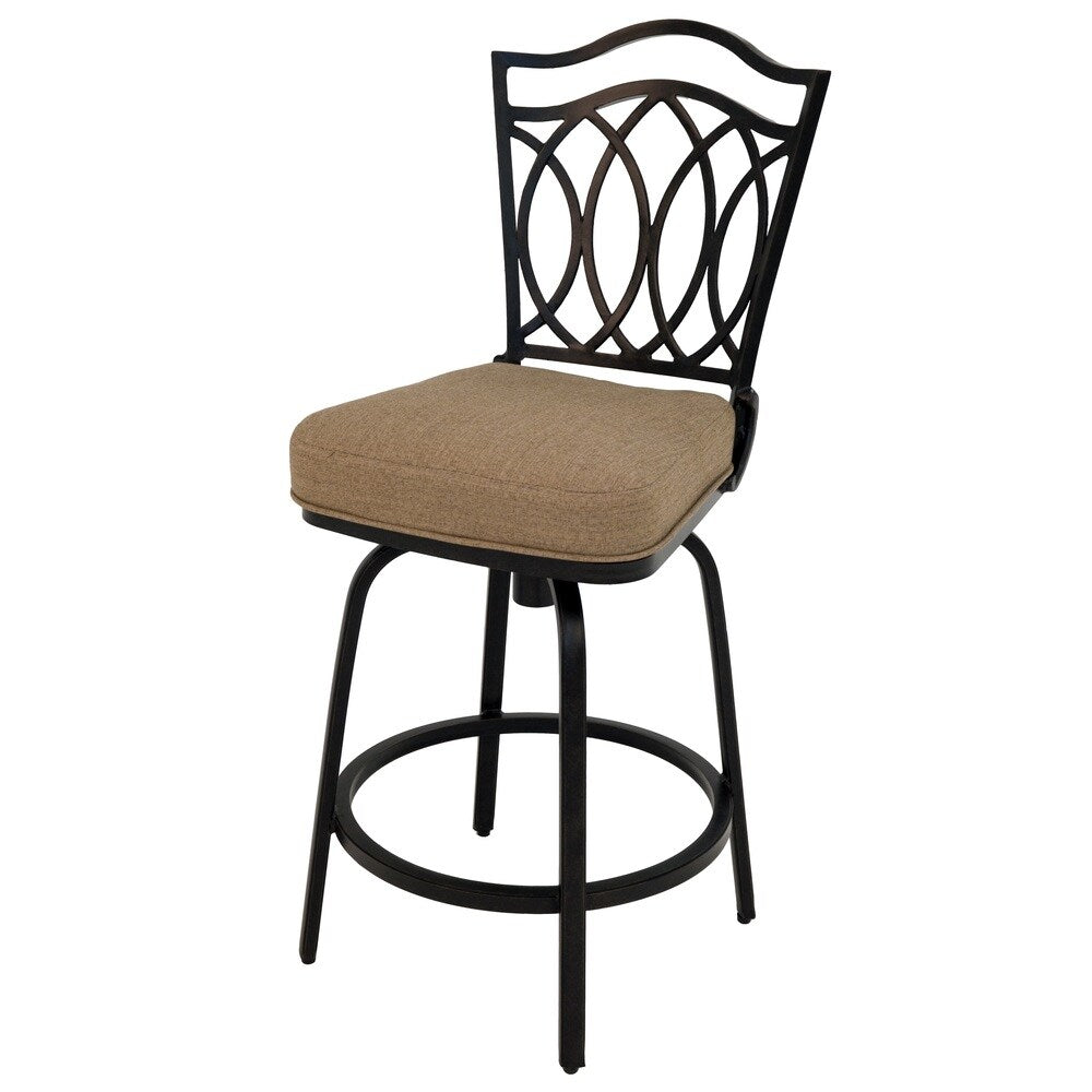 Westport Bronze Powder-coated Aluminium Deep-cushioned Swivel Seat Barstool
