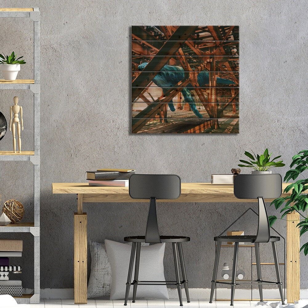 Whaling Steel Under The Tracks Print On Wood by David Loblaw - Multi-Color