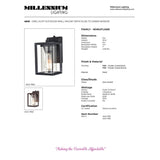 Millennium Lighting Wheatland Outdoor 1 Light Wall Sconce in Powder Coat Black