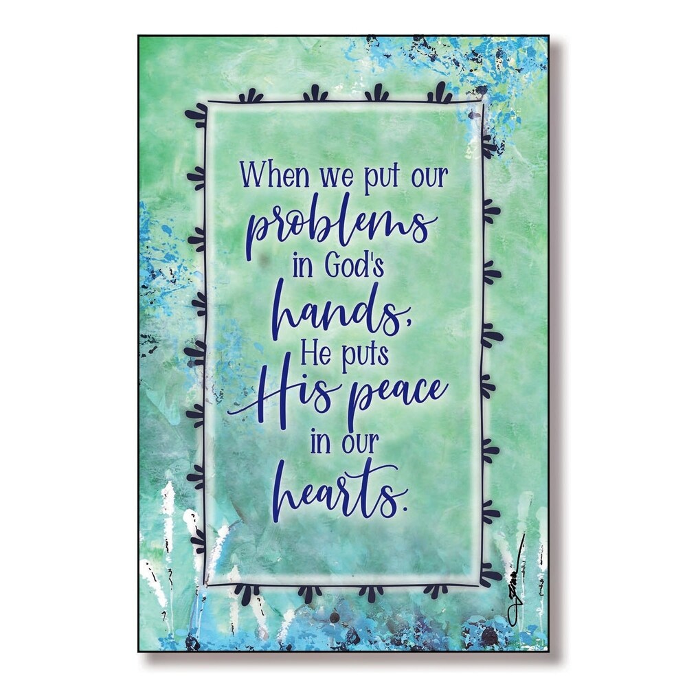 When We Put Our Problems In Wood Plaque with Easel and Hanger 6 inches x 9 inches
