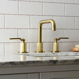 Kingston Brass Whitaker Two-Handle 3-Hole Deck Mount Widespread Bathroom Faucet with Push Pop-Up