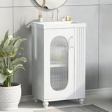 White 20" Bathroom Vanity With Sink, Bathroom Vanity Cabinet With Two-tier Shelf, Adjustable Shelf