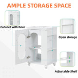 White 20" Bathroom Vanity With Sink, Bathroom Vanity Cabinet With Two-tier Shelf, Adjustable Shelf