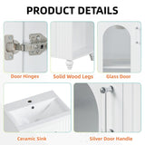 White 20" Bathroom Vanity With Sink, Bathroom Vanity Cabinet With Two-tier Shelf, Adjustable Shelf