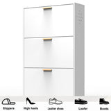 White 3 Drawer Shoe Cabinet, Freestanding Shoe Rack Storage Organizer with Flip Door