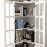 White 4-Door Wooden Storage Cabinet with 5 Shelves for Kitchen or Office