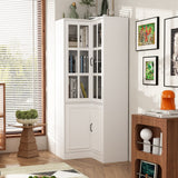White 4-Door Wooden Storage Cabinet with 5 Shelves for Kitchen or Office
