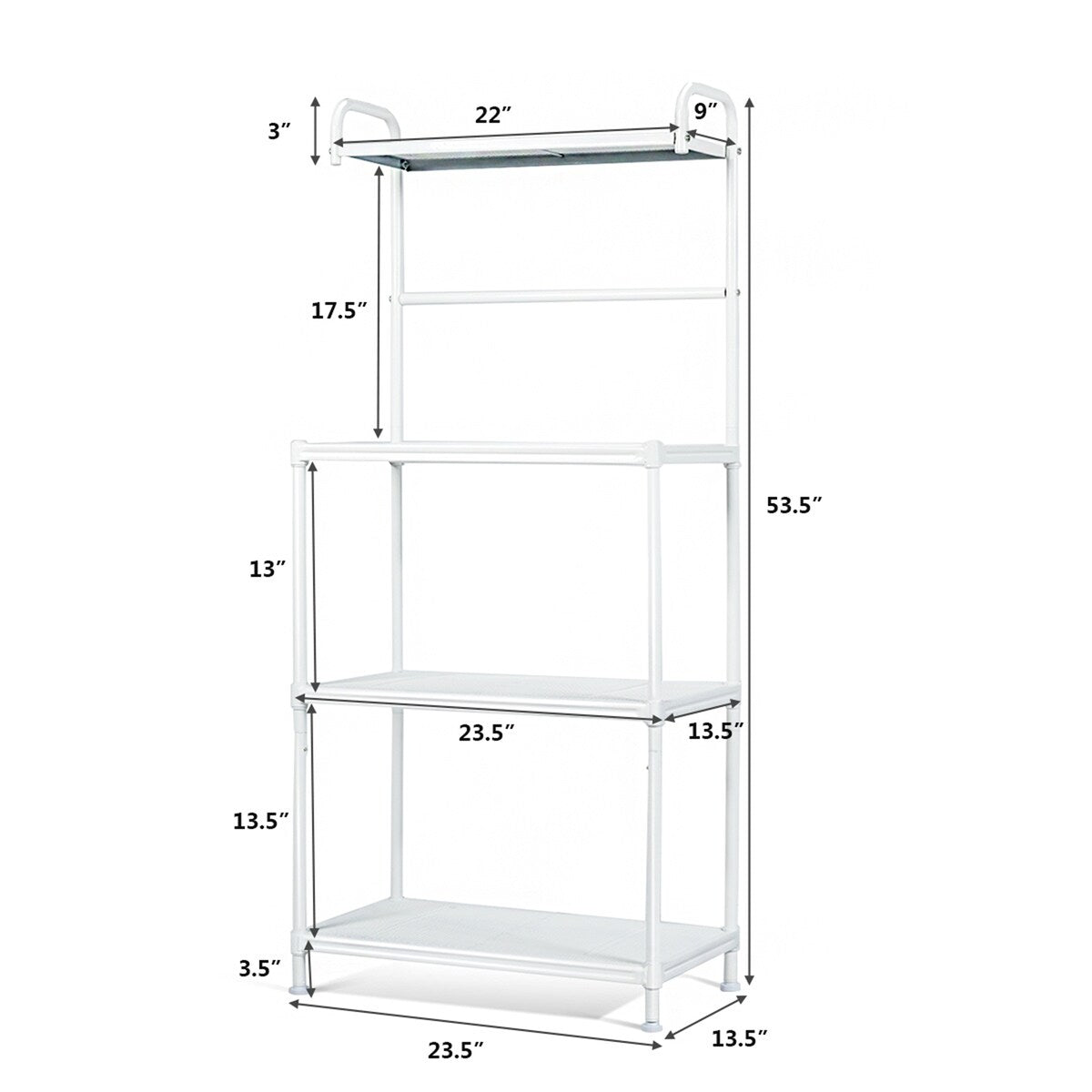 White 4 Tiers Bread Rack Microwave Rack Shelf Kitchen Storage Iron