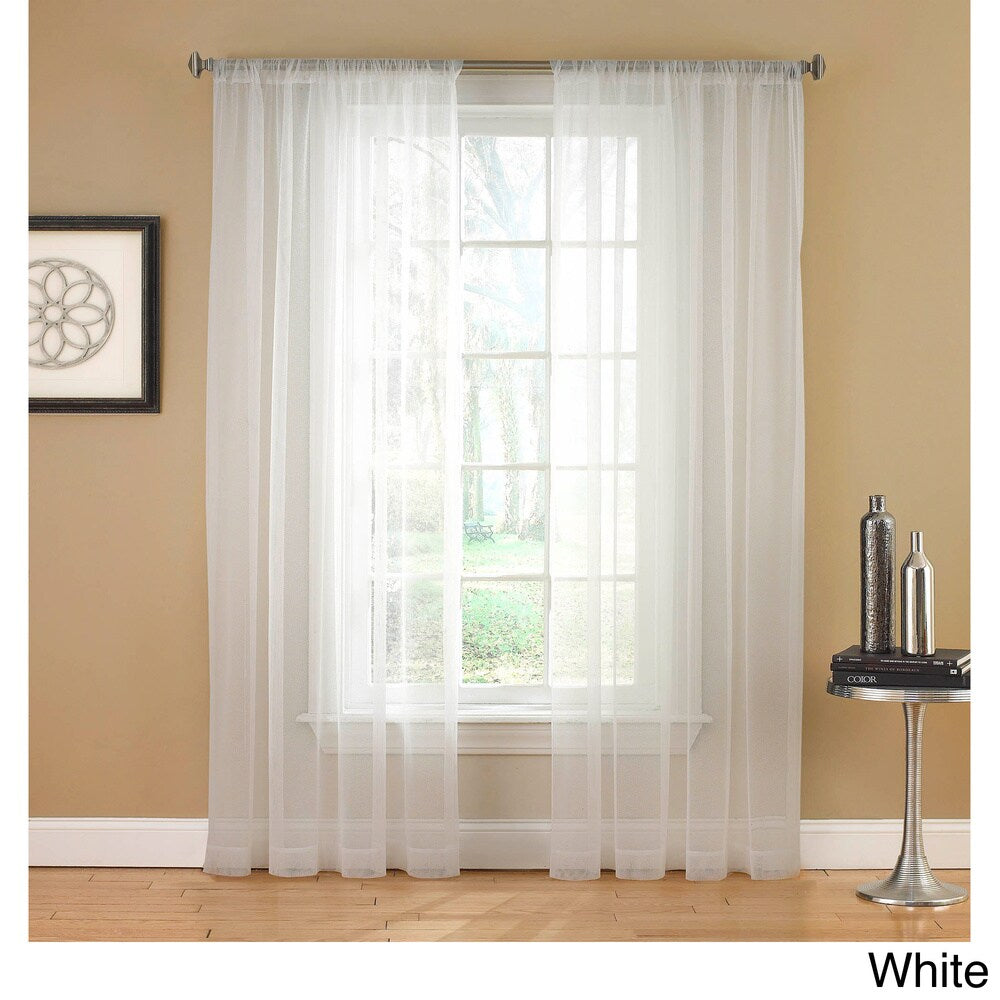 Links Sheer Mesh 84-inch Rod Pocket Curtain Panel - 84"