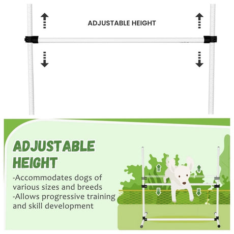 White Adjustable Dog Agility Jumps with Carry Bag Exercise Dog Jumping Hurdles for Indoor Outdoor Dog Agility Course Game