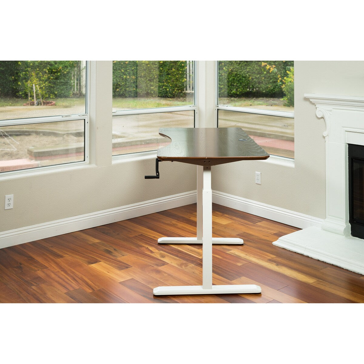 Canary Products White Height Adjustable Crank Desk Frame, Tabletop Not Included, 48.56 Inch Max Height