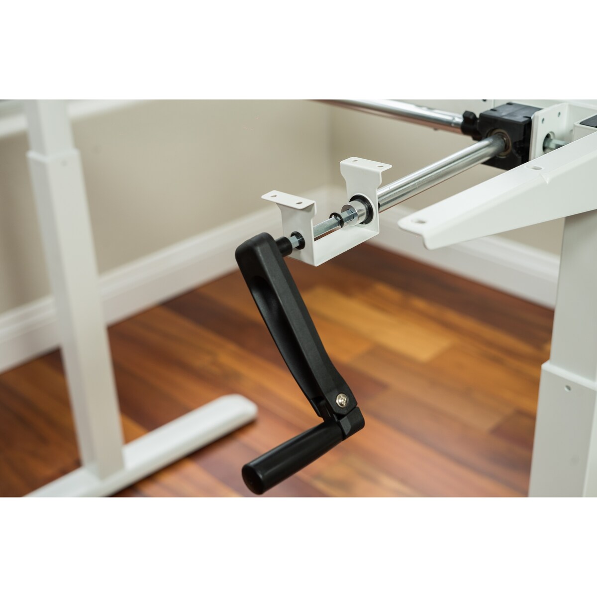 Canary Products White Height Adjustable Crank Desk Frame, Tabletop Not Included, 48.56 Inch Max Height