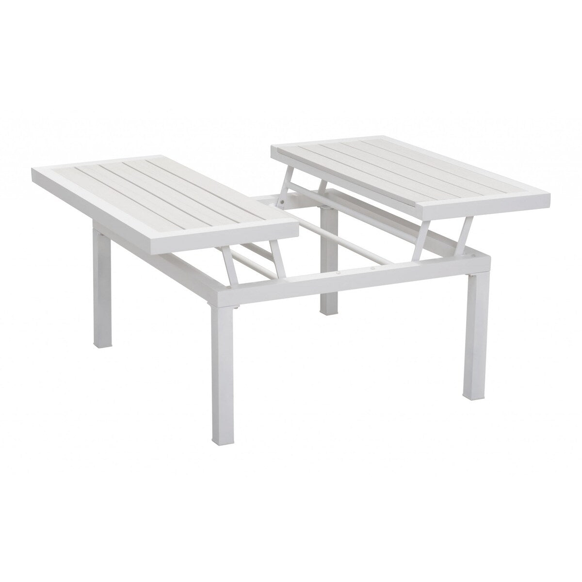 White Aluminum Outdoor Lift Top Coffee Table