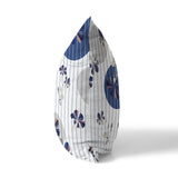 White And Blue Circular Garden Faux Suede Throw Pillow Zipper