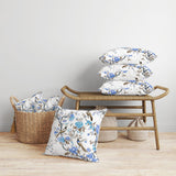 White And Blue Flight of the Forest Indoor/Outdoor Throw Pillow