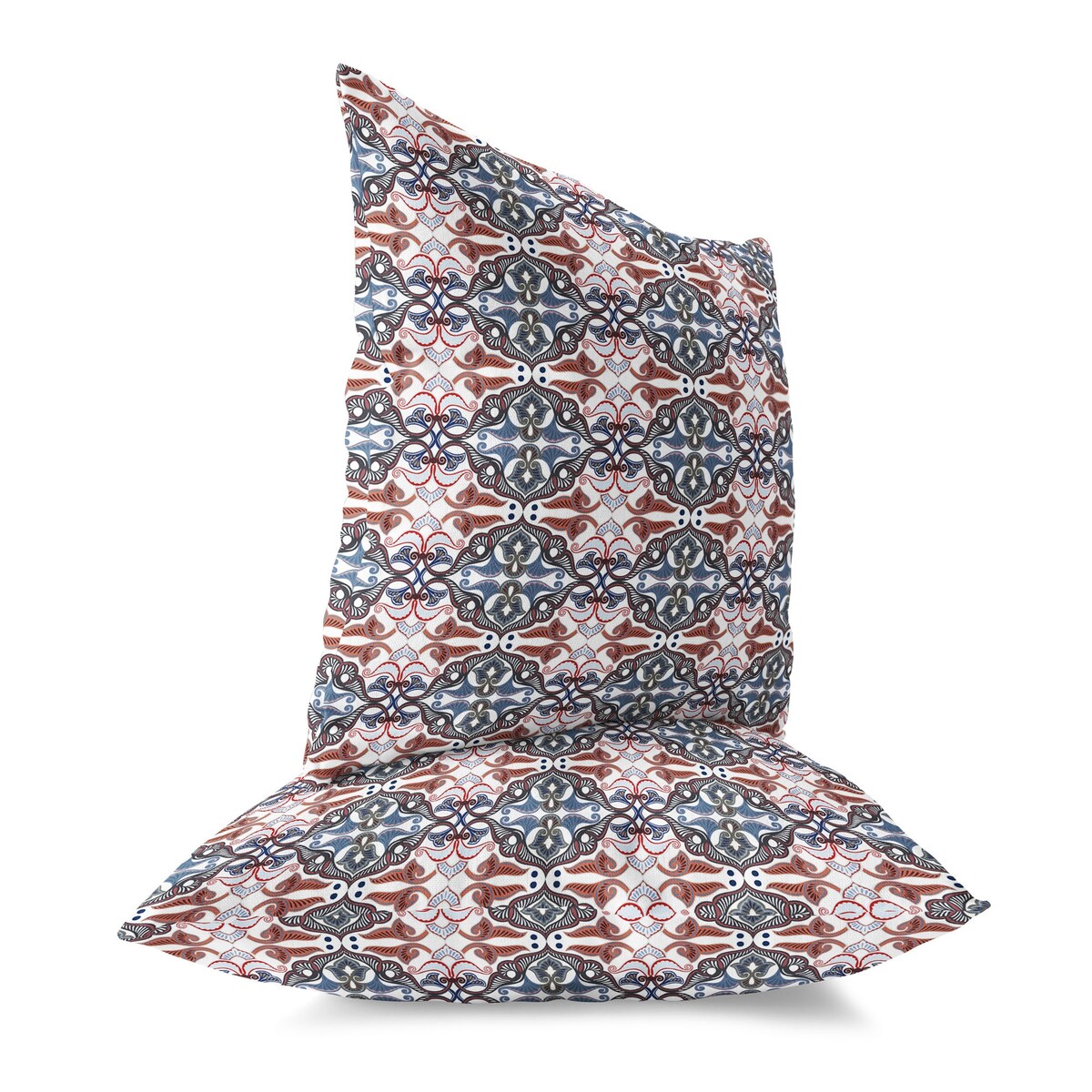 White And Blue Floral Elegance Indoor/Outdoor Throw Pillow Zipper