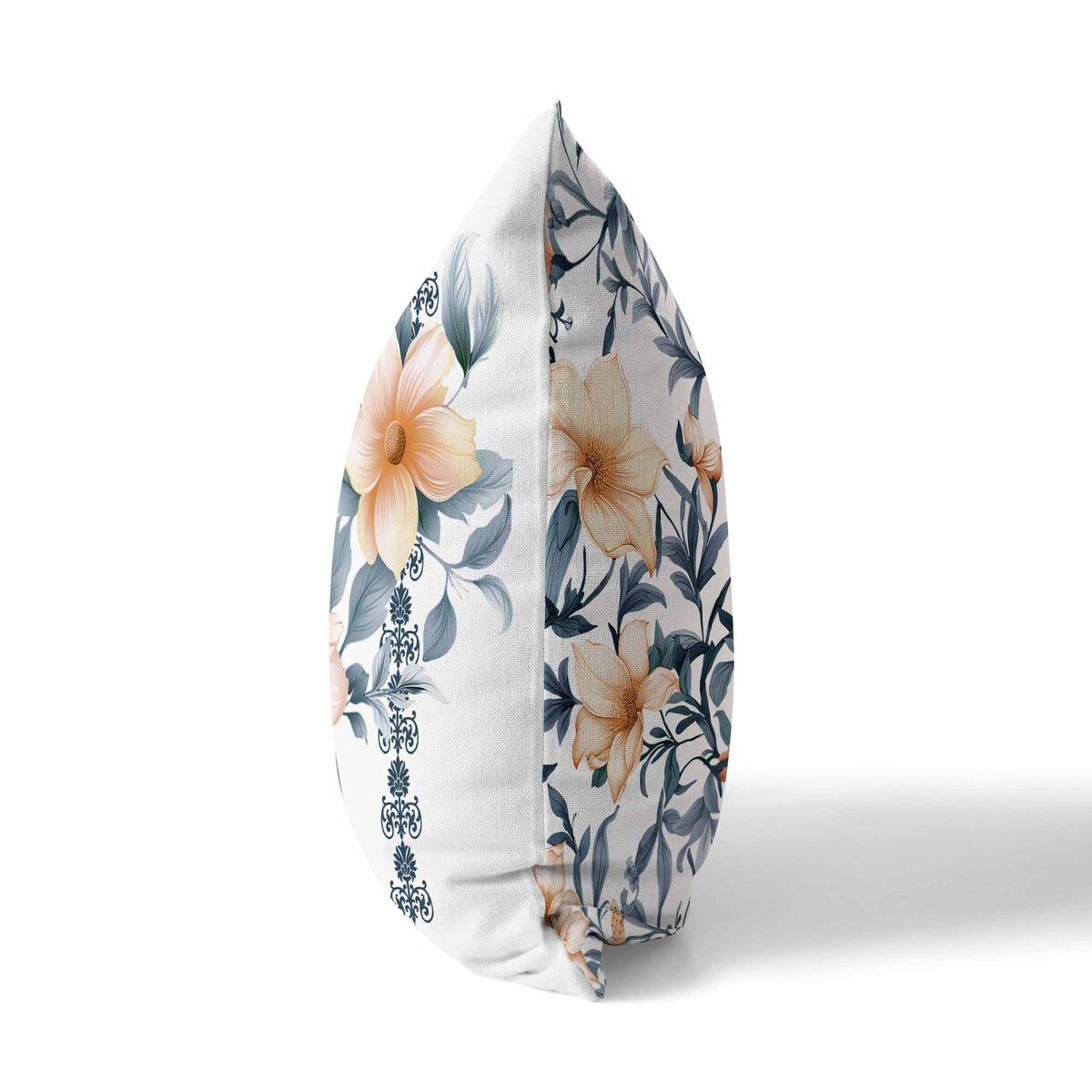 White And Blue Petal Perfection Indoor/Outdoor Throw Pillow