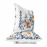 White And Blue Petal Perfection Indoor/Outdoor Throw Pillow