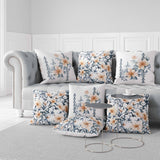 White And Blue Petal Perfection Indoor/Outdoor Throw Pillow