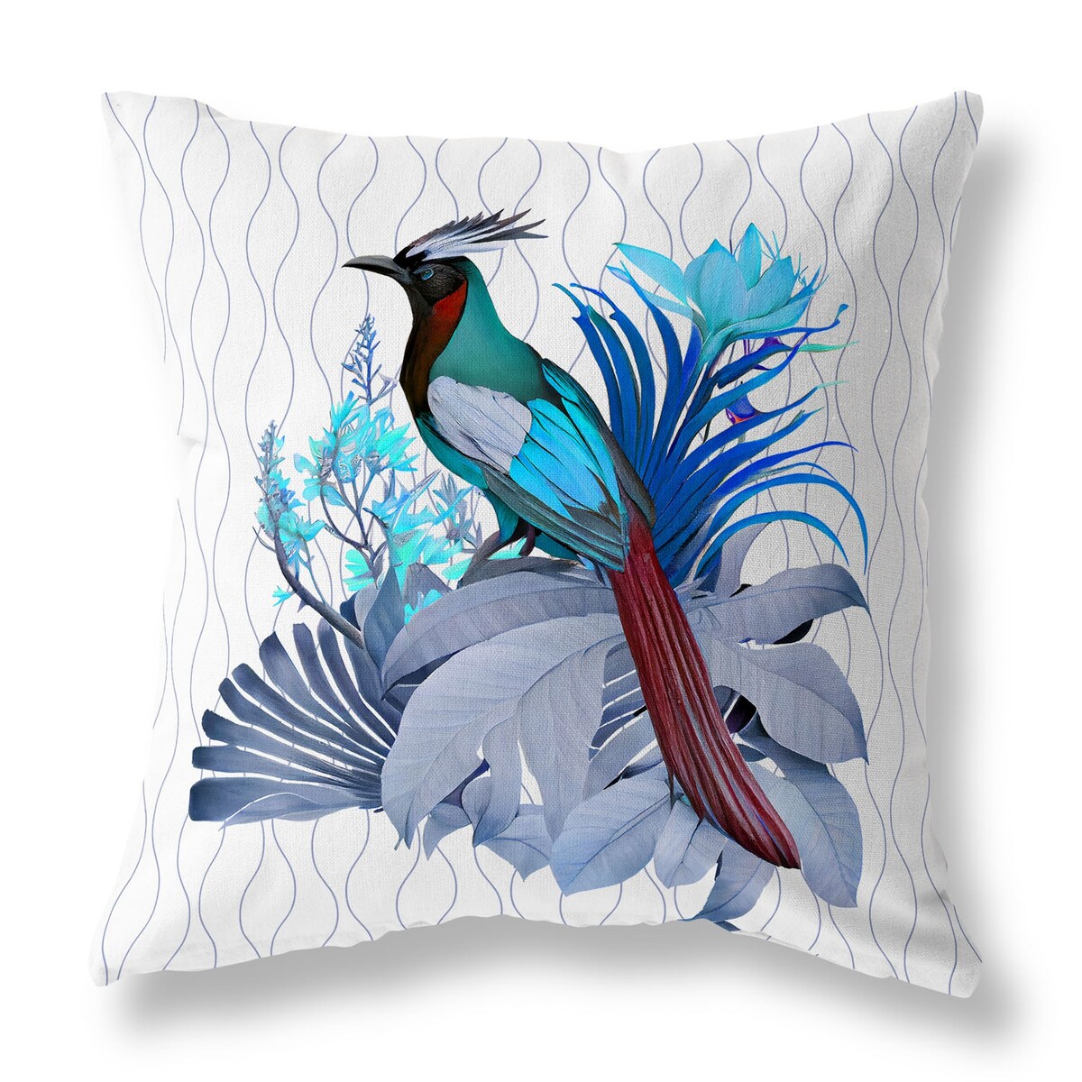 White And Blue Woodland Flyers Faux Suede Throw Pillow