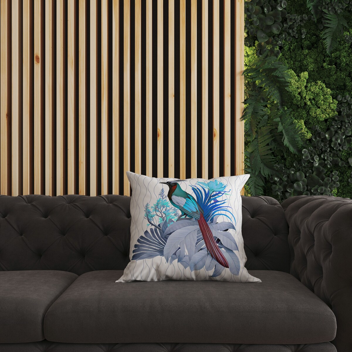 White And Blue Woodland Flyers Faux Suede Throw Pillow