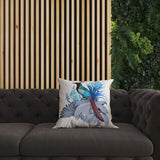 White And Blue Woodland Flyers Faux Suede Throw Pillow