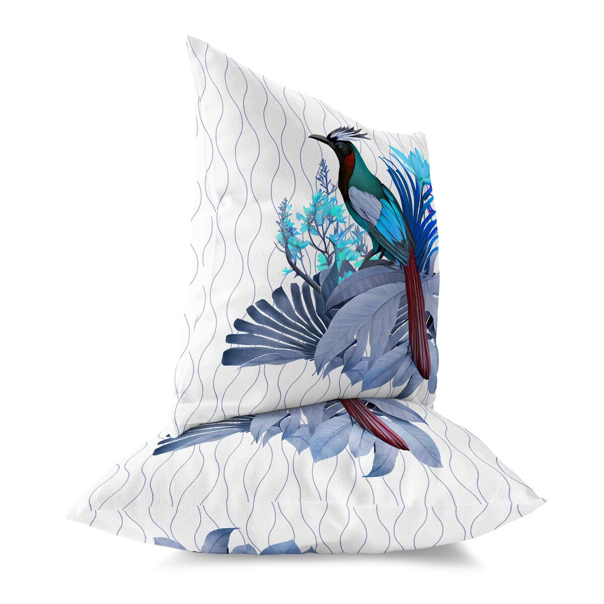 White And Blue Woodland Flyers Faux Suede Throw Pillow