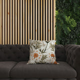 White And Olive Millefolium Harmony Indoor/Outdoor Throw Pillow