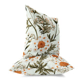 White And Olive Millefolium Harmony Indoor/Outdoor Throw Pillow