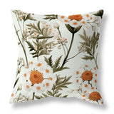 White And Olive Millefolium Harmony Indoor/Outdoor Throw Pillow