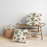 White And Olive Millefolium Harmony Indoor/Outdoor Throw Pillow