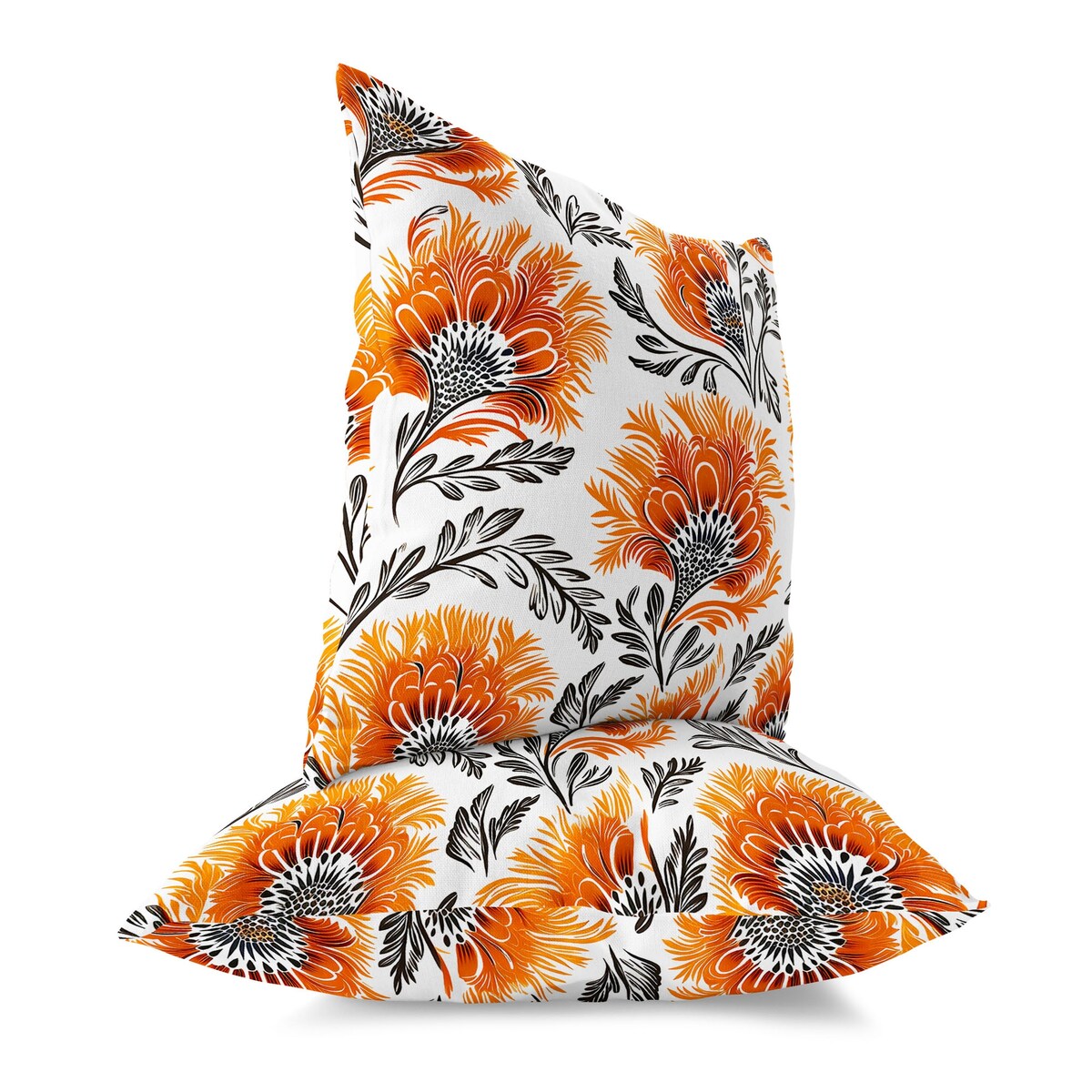 White And Orange Whimsical Wilds Faux Suede Throw Pillow