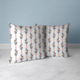 White And Red Floral Luminosity Faux Suede Throw Pillow Zipper