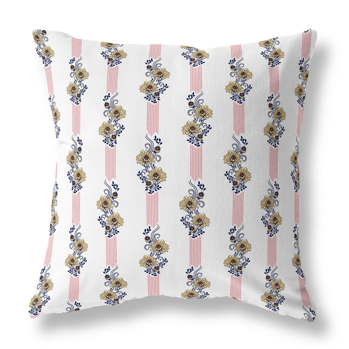 White And Red Floral Luminosity Faux Suede Throw Pillow Zipper