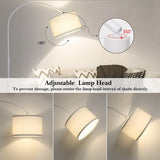 White Arc Floor Lamp, Modern Floor Lamp with Adjustable Lamp Head, Tall Pole Standing Lamp with On/Off Pedal Switch