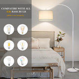 White Arc Floor Lamp, Modern Floor Lamp with Adjustable Lamp Head, Tall Pole Standing Lamp with On/Off Pedal Switch