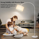 White Arc Floor Lamp, Modern Floor Lamp with Adjustable Lamp Head, Tall Pole Standing Lamp with On/Off Pedal Switch