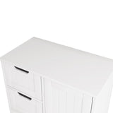 White Bathroom Storage Cabinet, Floor Cabinet with Adjustable Shelf and Drawers