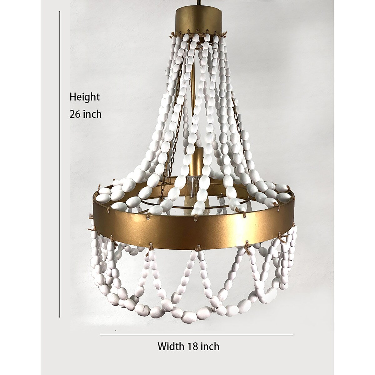 White Beaded Retro Pendant Light - 18.4"x 18.4"x 26.4"
