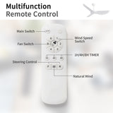 White Ceiling Fan No Light w/ Remote Control, 38" Reversible DC Motor Ceiling Fan with 6-Speed & Timer for Living Room Bedroom