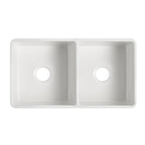 White Ceramic 33 in. Double Bowl Farmhouse Apron Kitchen Sink with Basket Strainer