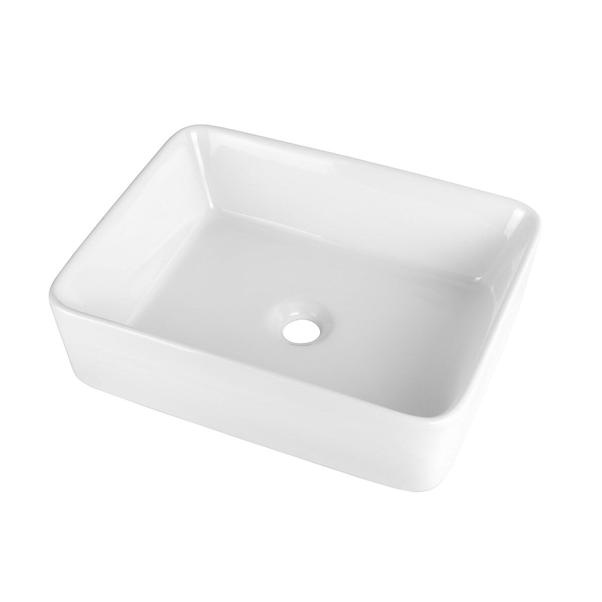 White Ceramic Rectangular Vessel Bathroom Sink