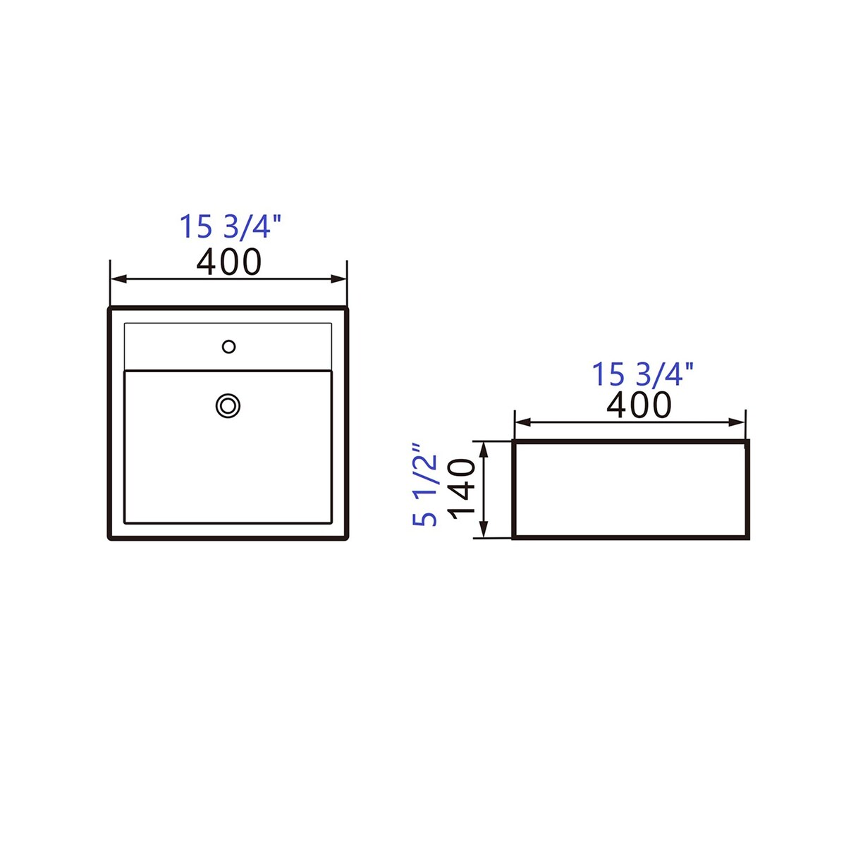 White Ceramic Square Vessel Bathroom Sink