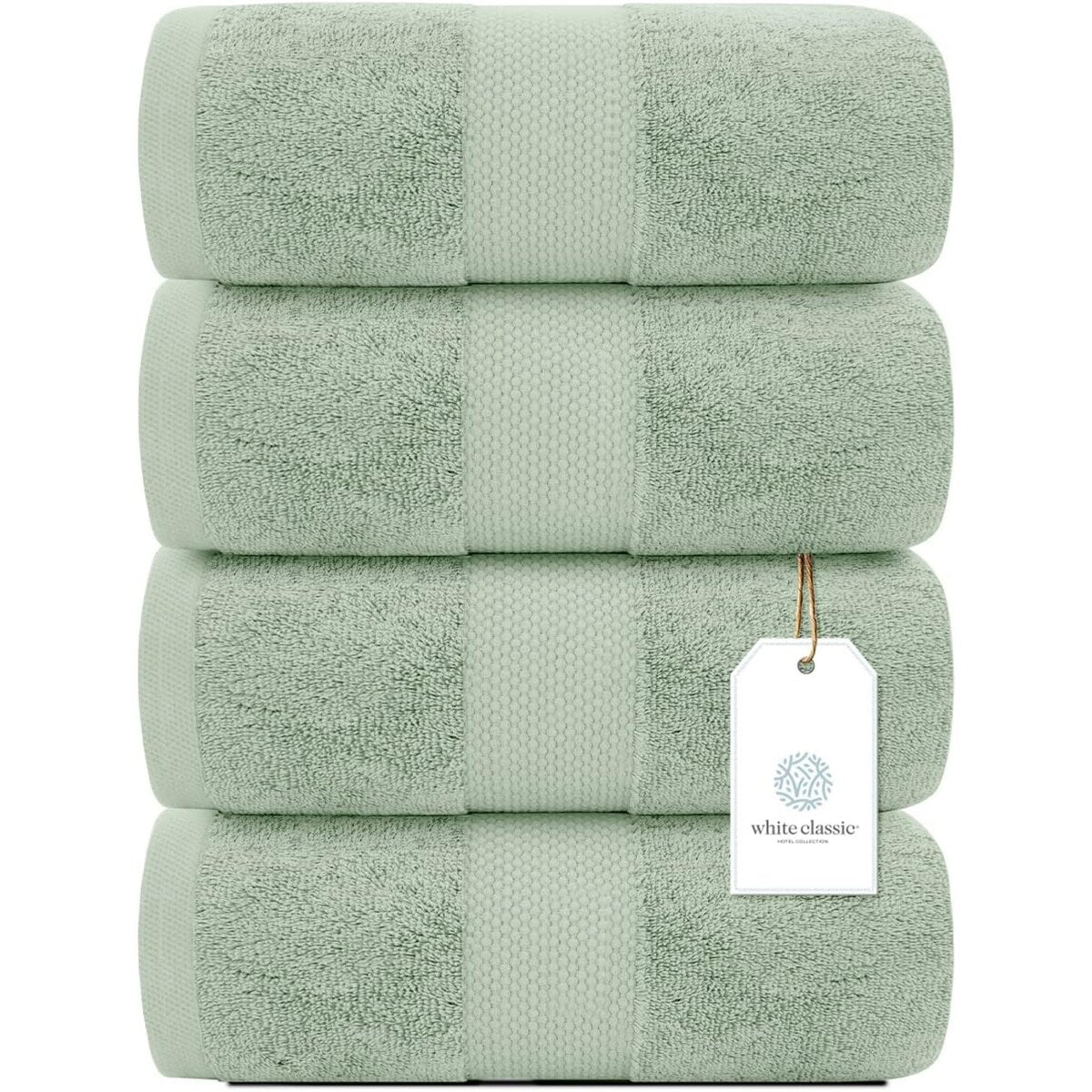 White Classic Luxury Cotton Bath Towel 27x54 - Set of 4