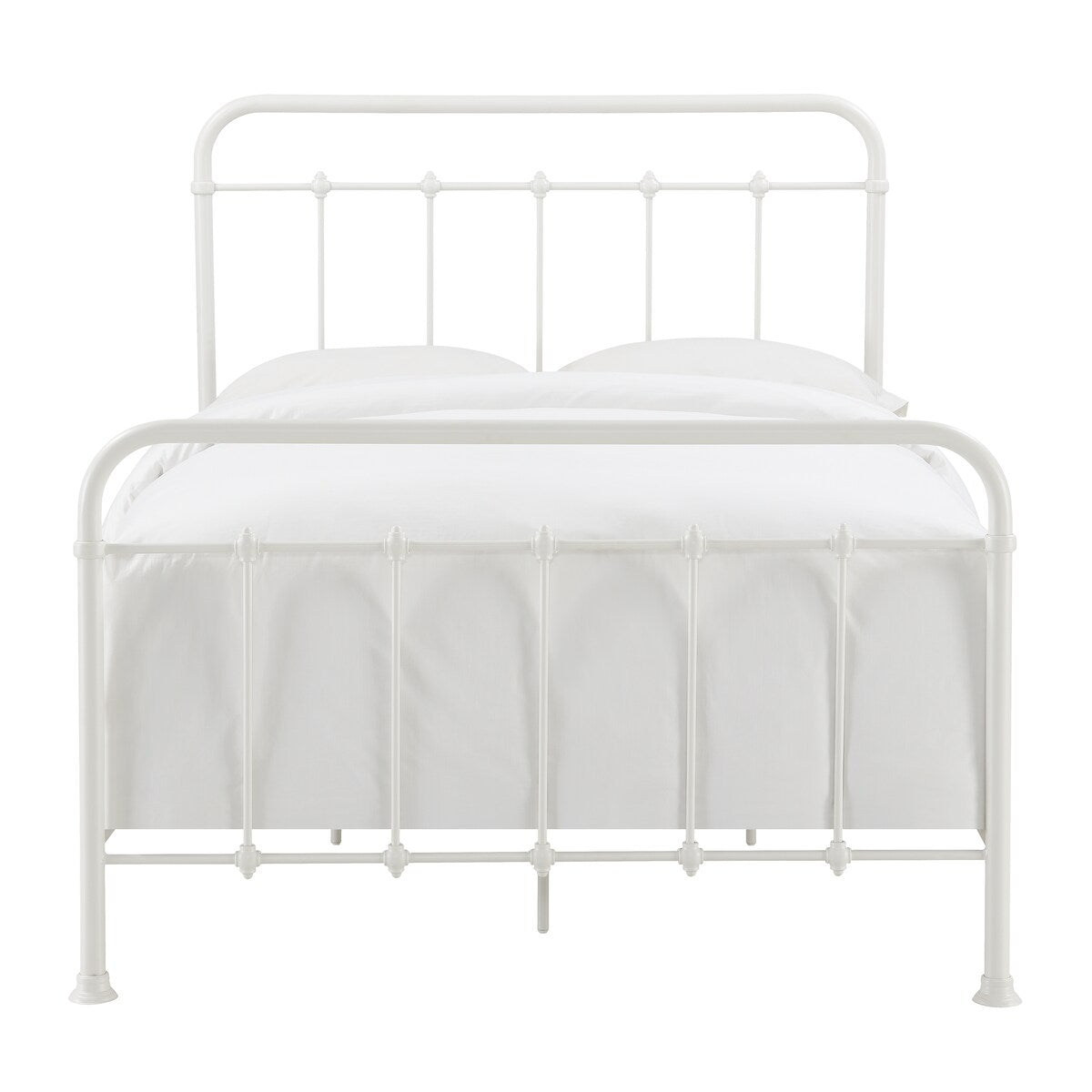White Curved Frame Metal Bed