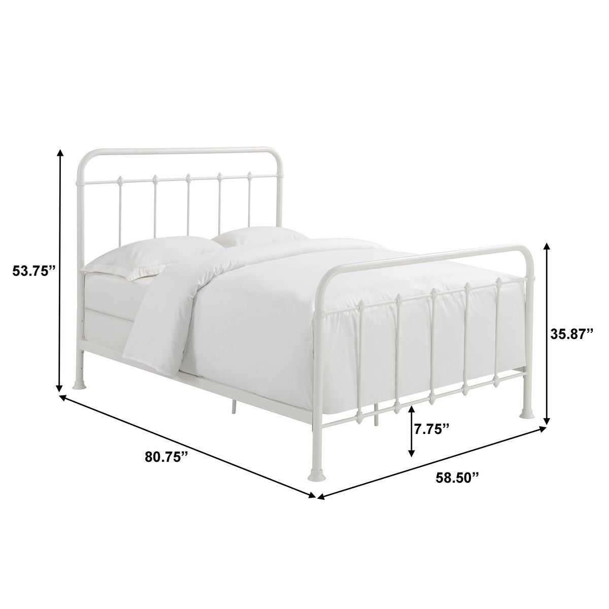 White Curved Frame Metal Bed