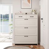 White Drawer Shoe Cabinet, Freestanding Shoe Rack Storage Box with Flip Door, Modern Flip Bucket Shoe Cabinet