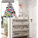 White Drawer Shoe Cabinet, Freestanding Shoe Rack Storage Box with Flip Door, Modern Flip Bucket Shoe Cabinet