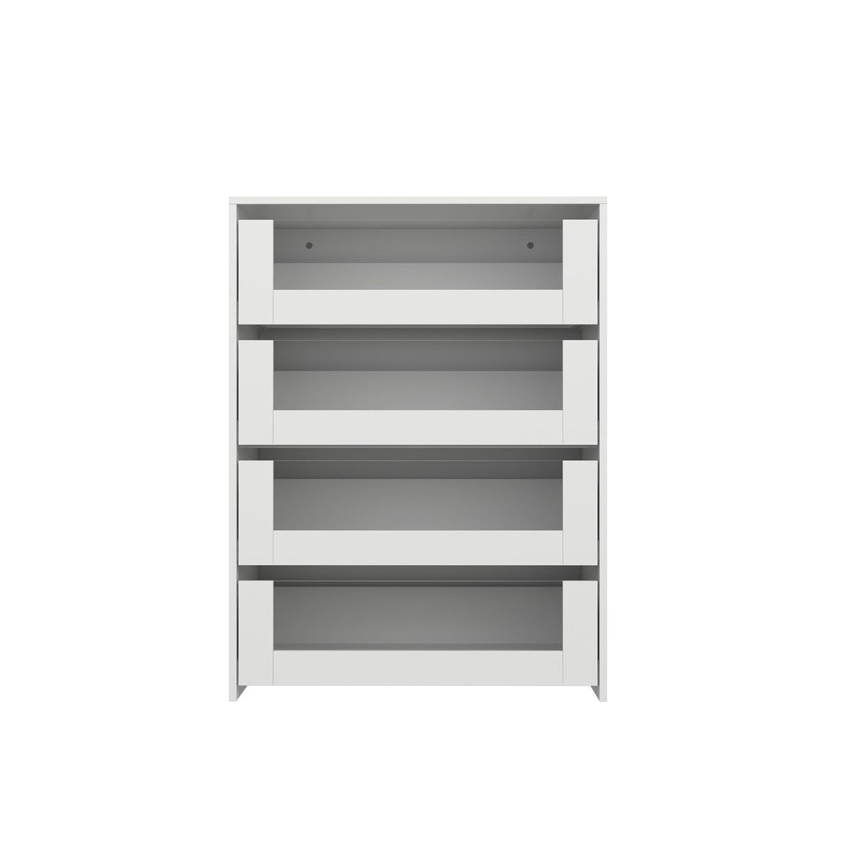 White Dresser Island Modern Bedroom Storage w/Tempered Glass Detailing